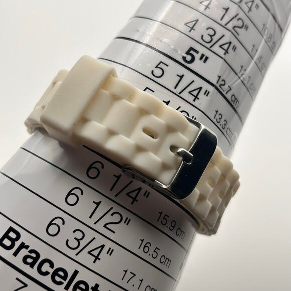 Disney Minnie Mouse Silver Tone White Silicon Band Watch Working New Battery - Picture 4 of 8